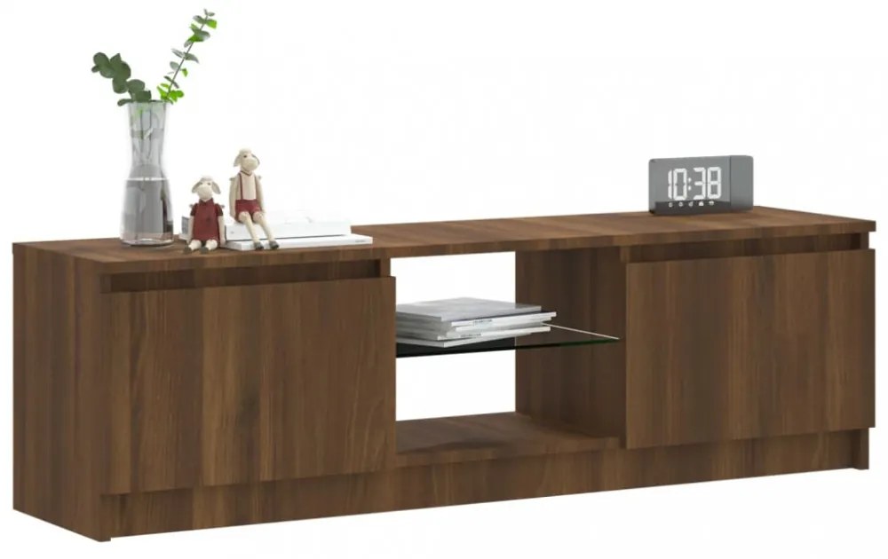 barna tölgyszínű TV-szekrény LED-lámpákkal 120x30x35,5 cm