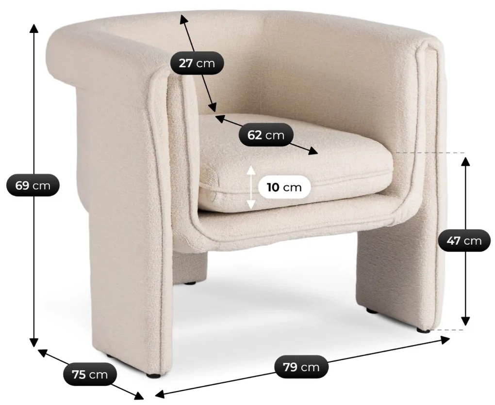 Designer Krém Bouclé Szövet Kárpitozással. GALA