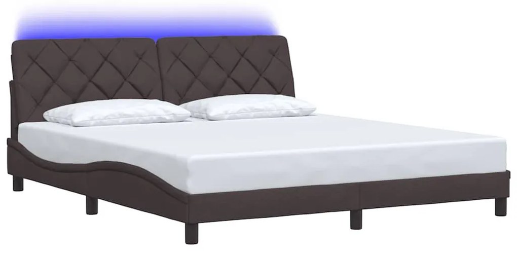 sötétbarna szövet ágykeret LED-es matrac nélkül 180 x 200 cm