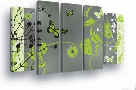 Vászonkép 150x100 moduláris pillangók pitypang tavasz természet dekoratív