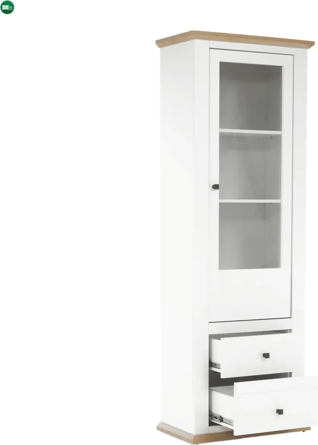 Vitrin MZ4, fehér/grand tölgy, LEON
