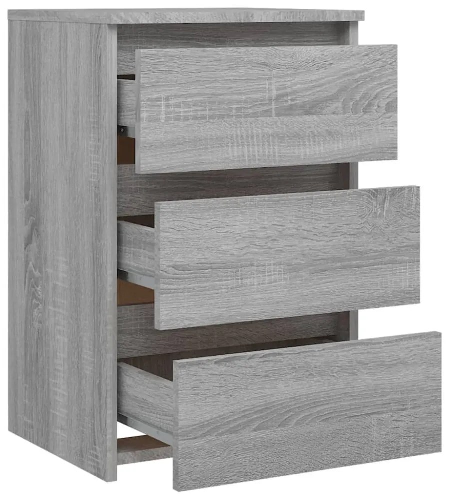 2 db szürke sonoma szerelt fa éjjeliszekrény 40x35x62,5 cm