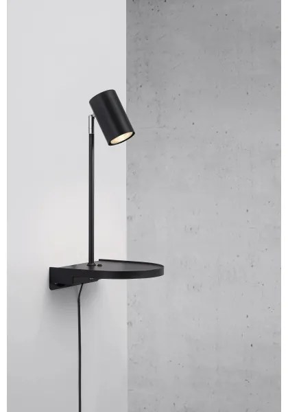 Nordlux - CODY fali lámpa polccal 1xGU10/15W/230V fekete