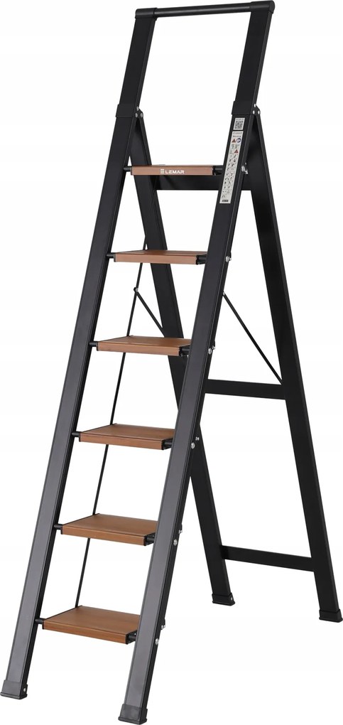 Háztartási létra 6 lépcsős alumínium összecsukható Slim Space Lemar 031206