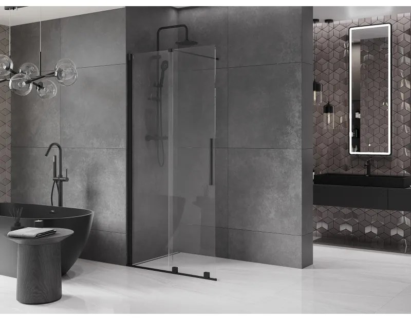 Mexen Velar, tolóajtó nyílásba Walk-In 80 cm, 8 mm átlátszó üveg, fekete matt, 871-080-000-03-70