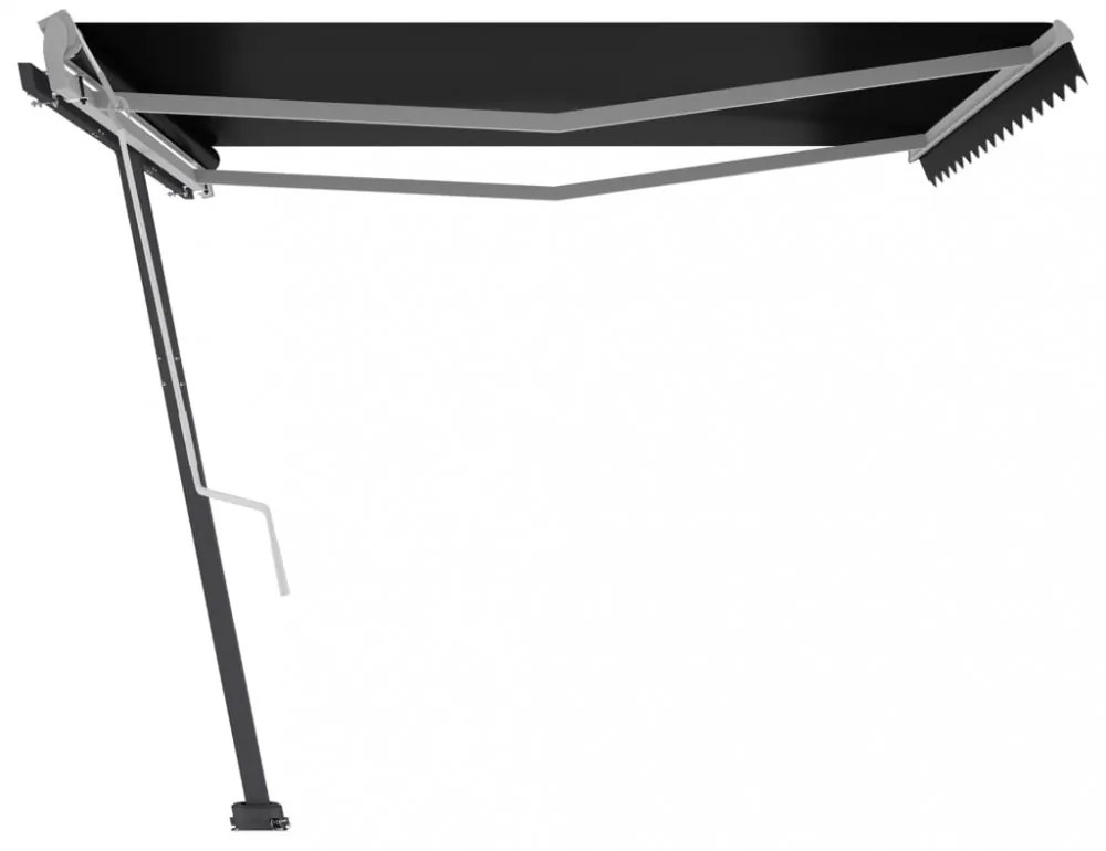 antracitszürke kézzel kihúzható póznás napellenző 400 x 350 cm