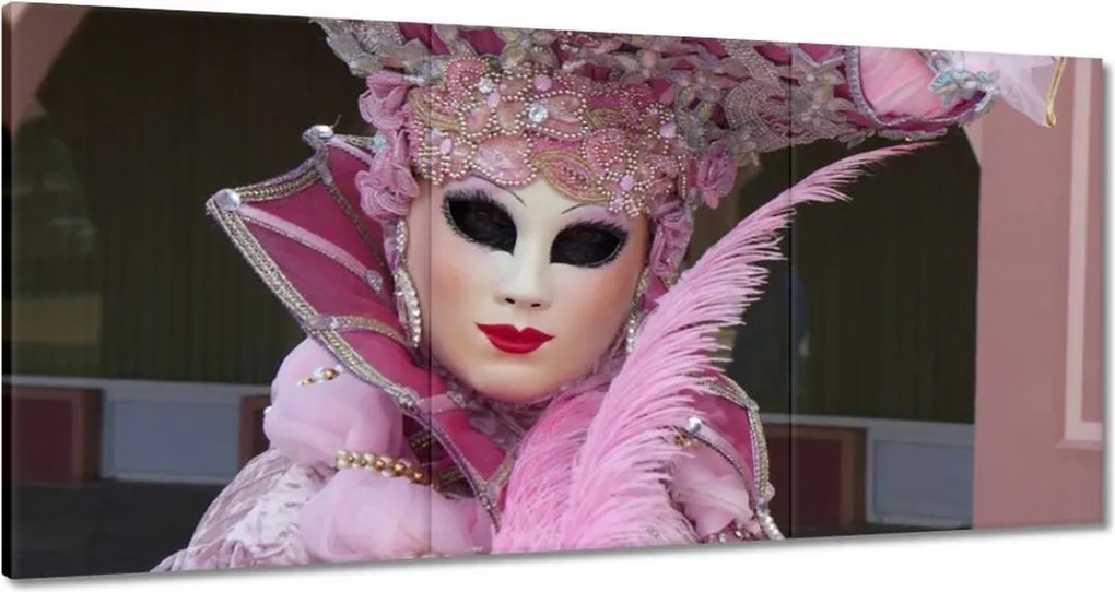 Vászonkép 180x90 Rózsaszín farsangi maszk
