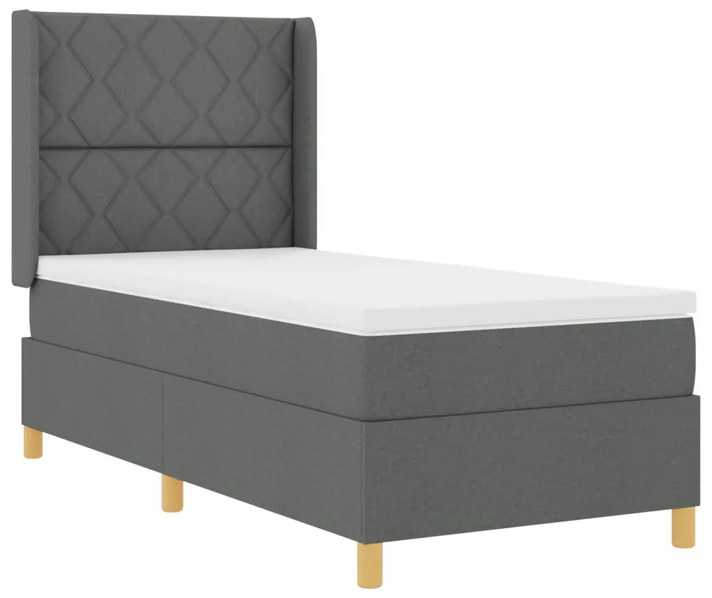 Boxspring Ágy Mattal és LED Fekete Szürke 90x200 cm Pamut