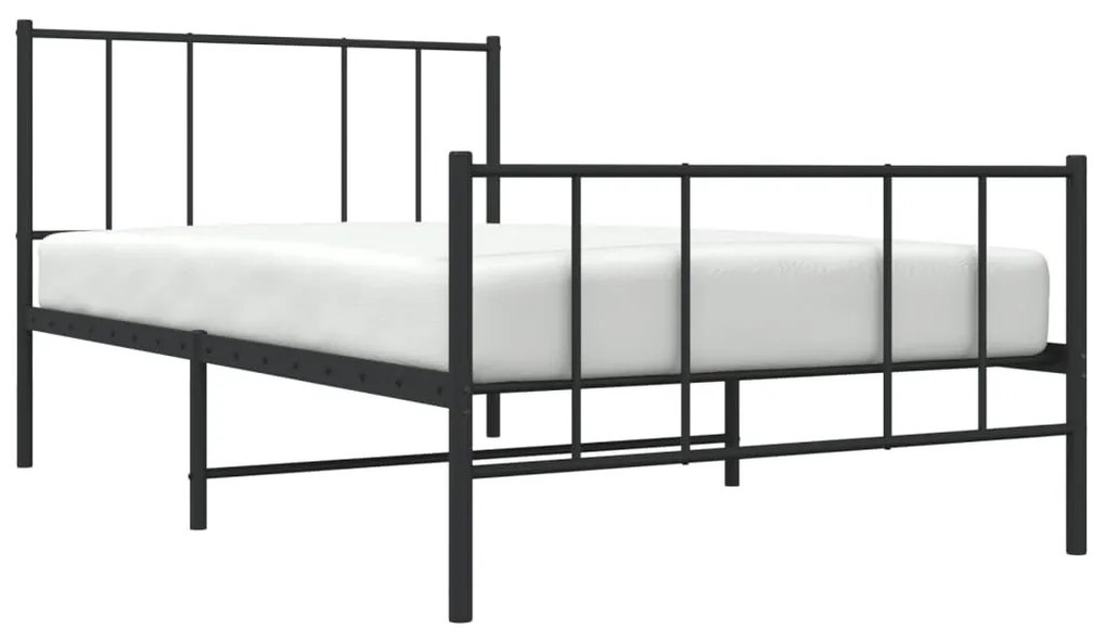 fekete fém ágykeret fej- és lábtámlával 80 x 200 cm