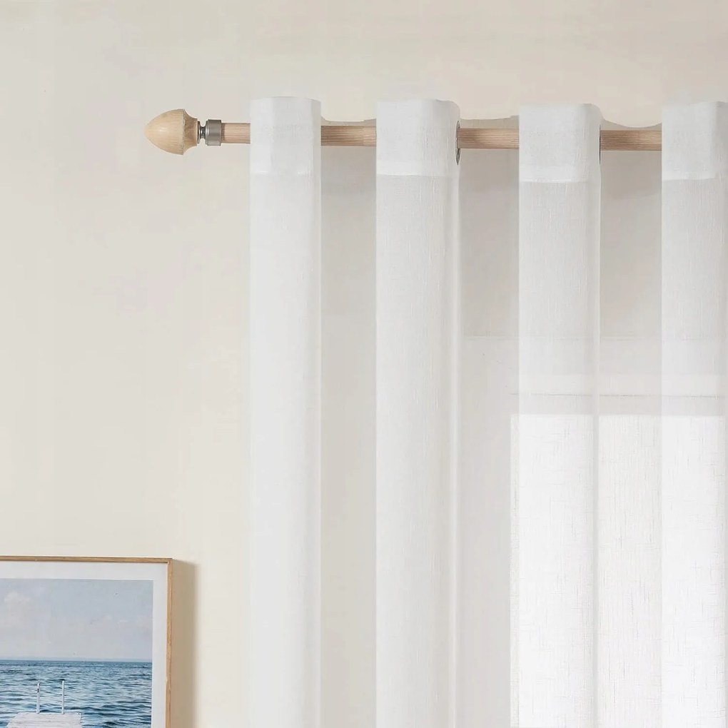 Átlátszó fátyolfüggöny, lenvászonra emlékeztető, egyszínű 4 db