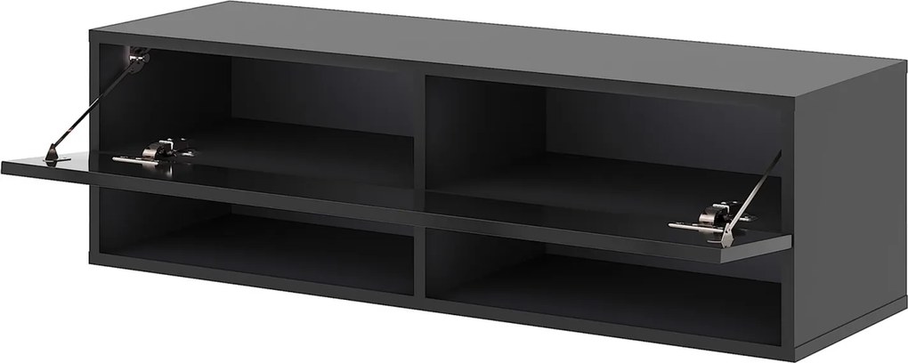 TV szekrény 100 cm 1 ajtós fekete / fekete magasfény színkombinációban – DERBY