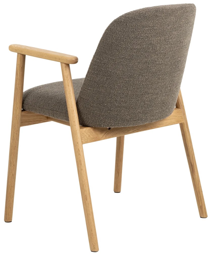 MAZZONI EXPORT RODERIC Barna Taupe (Monza 40 szövet)/olajozott tölgyfa váz - RETRO FA SZÉK BOUCLÉ NAPPALIBA ÉTKEZŐBE KONYHÁBA