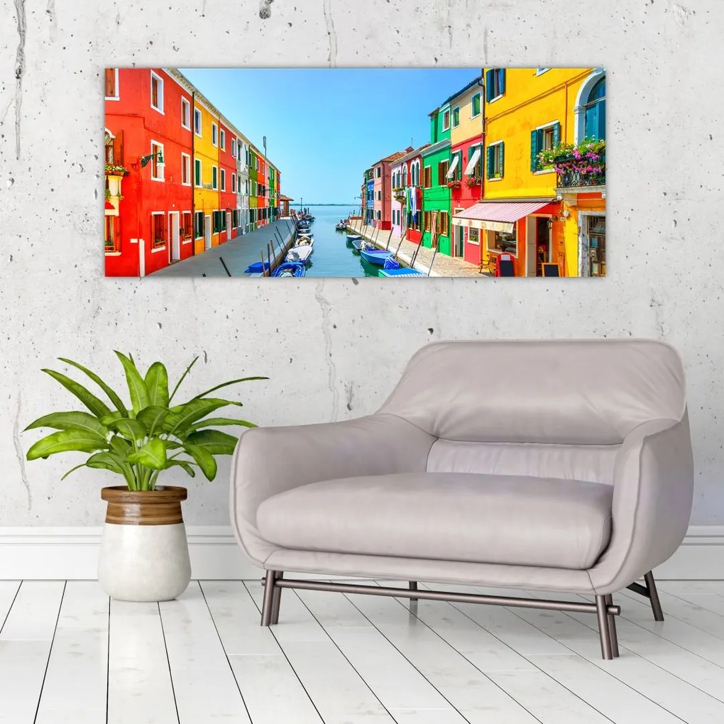 Kép - Burano sziget, Velence, Olaszország (120x50 cm)