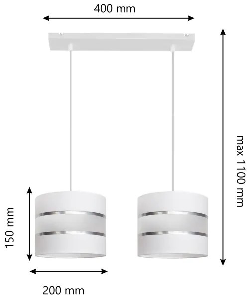 Csillár zsinóron HELEN 2xE27/15W/230V fehér