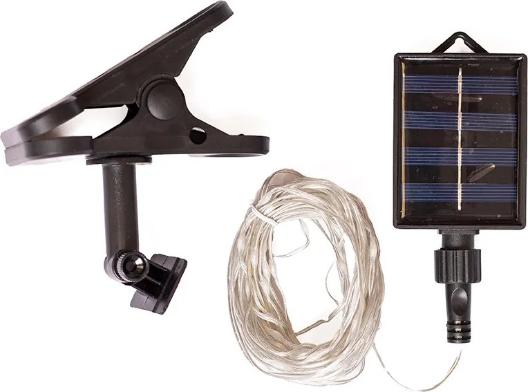 Dekortrend Napelemes fényfüzér, 70 LED, meleg fehér, csíptetővel