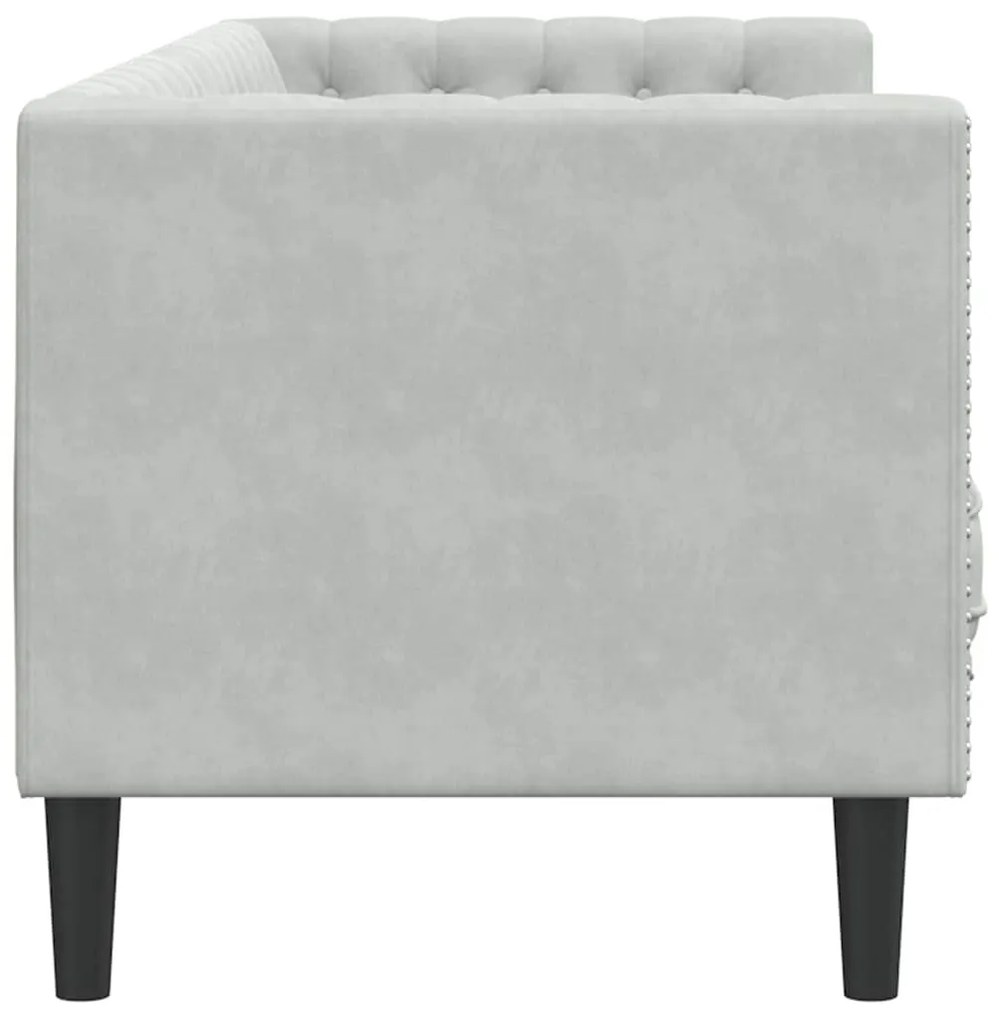 Chesterfield kanapé Világosszürke 194 x 74.5 x 70.5 cm Bársony