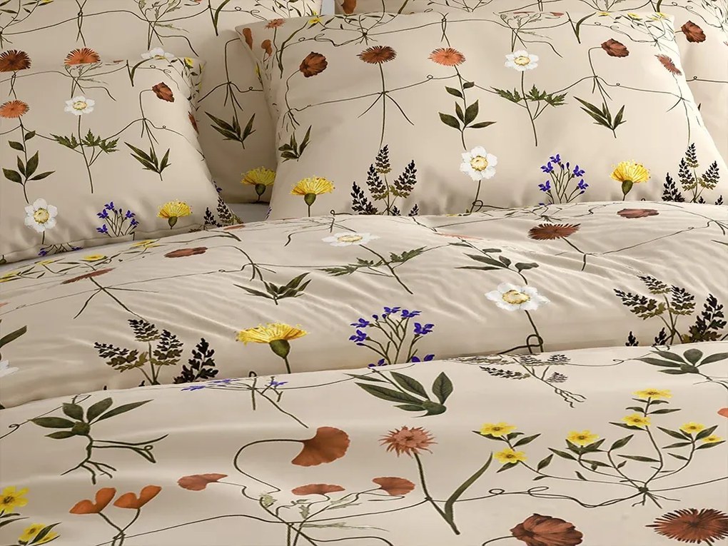 Mikroszálas ágyneműhuzat szett HERBAR bézs + Párnahuzat 50 x 70 cm INGYENESEN