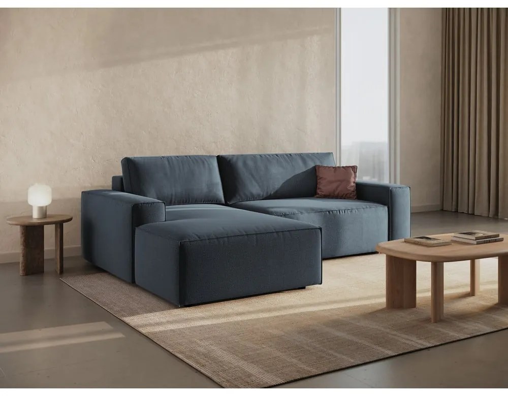 Kék kinyitható sarokkanapé (bal oldali) Jodie – Micadoni Home