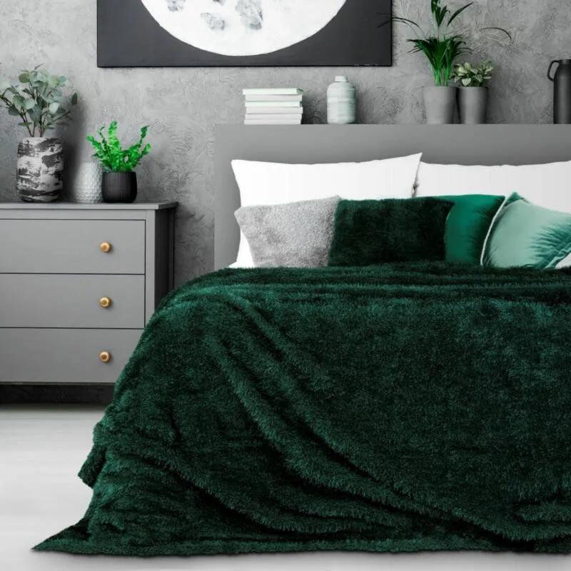 Oriana szőrme hatású ágytakaró Sötétzöld 170x210 cm