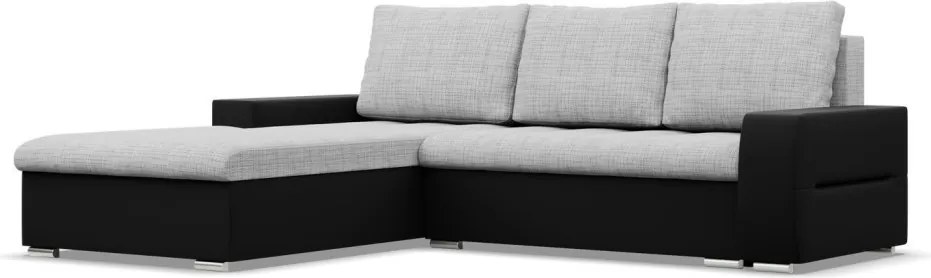 Toronto sarokkanapé, 2 ágyneműtartóval, fonott + műbőr, baloldali, szürke - fekete