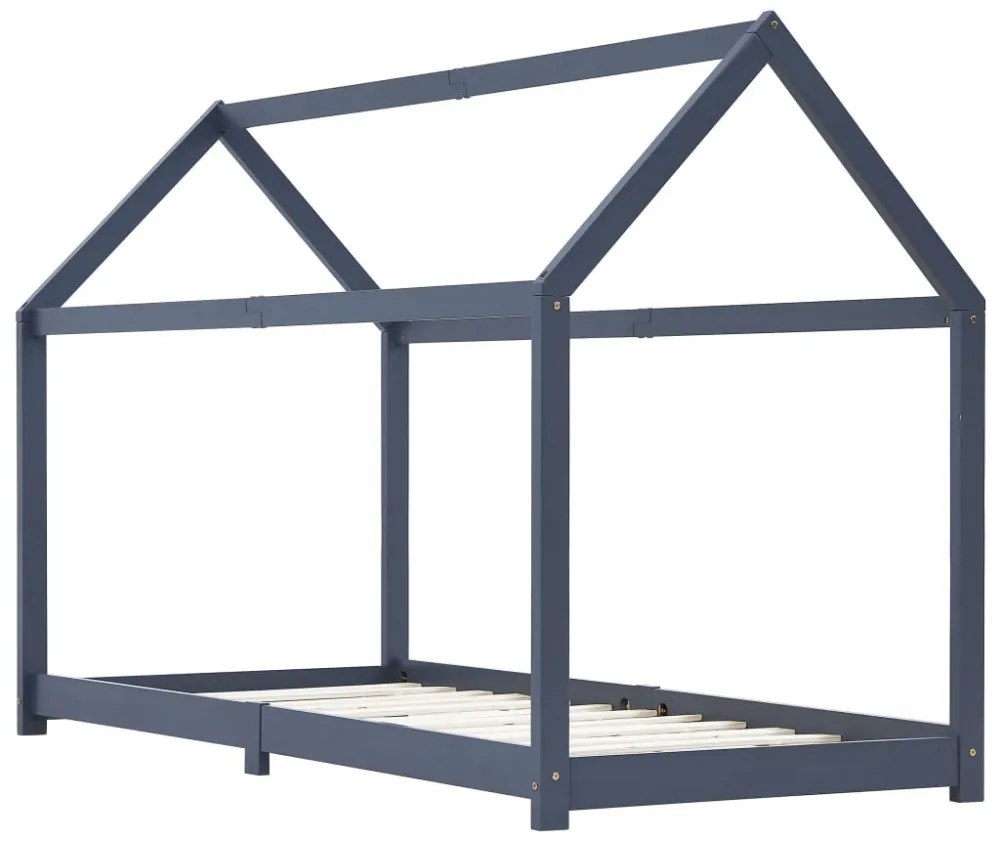 szürke tömör fenyőfa gyerekágy-keret 90 x 200 cm