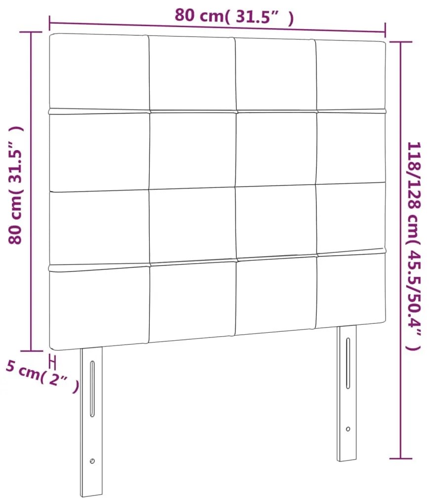 sötétkék bársony LED-es fejtámla 80x5x118/128 cm