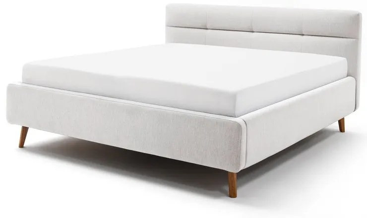 Világosszürke kárpitozott ágyneműtartós franciaágy ágyráccsal 180x200 cm Lotte – Meise Möbel