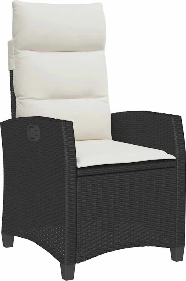 vidaXL fekete polyrattan fekvő kerti szék oldalsó asztallal