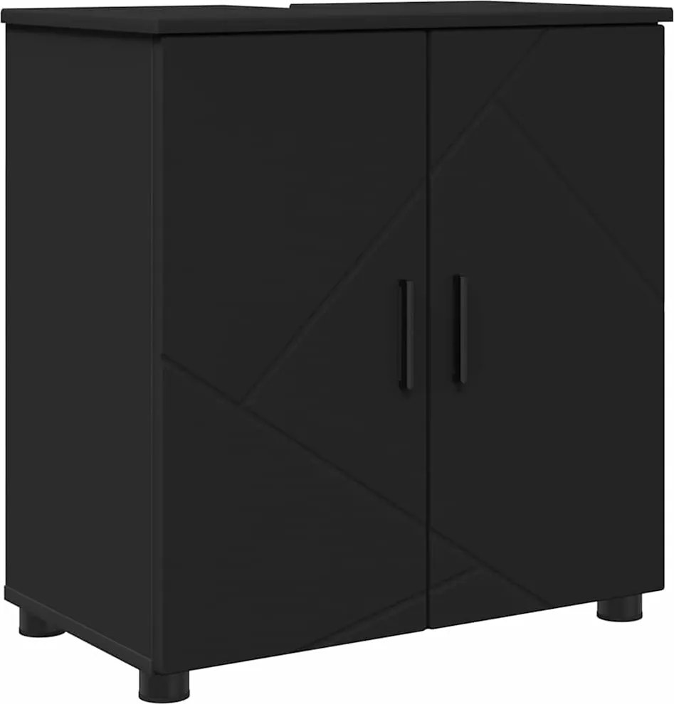 vidaXL Fürdőszoba Székény ajtóval Fekete 61 x 35 x 64 cm Faanyag & Fém