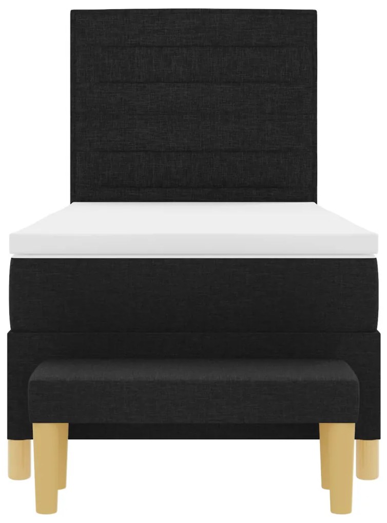 Boxspring Ágy matraccal és paddal fekete 100x200 cm szövet