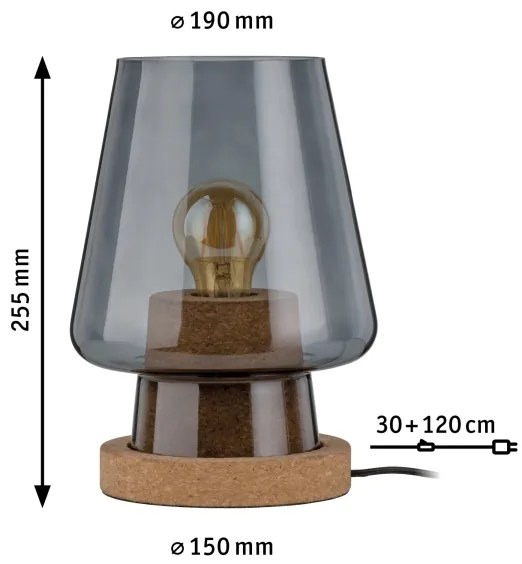 Paulmann 79736 - 1xE27/20W IBEN asztali lámpa, 230V, füstszínű