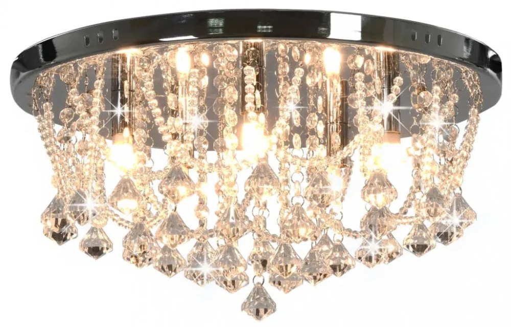 vidaXL ezüstszínű kerek mennyezeti lámpa kristálygyöngyökkel 4 x G9