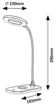 Rabalux 74013 - HARDIN LED érintős asztali lámpa, 5W, 5V, fekete