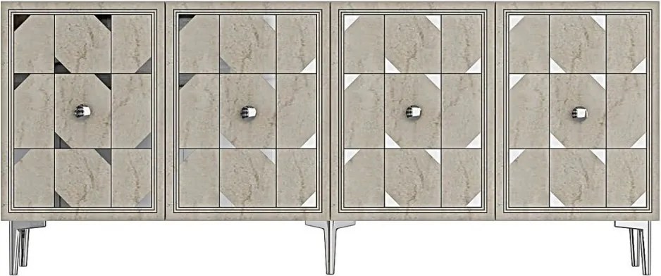Moka komód, fehér-travertin, 180 cm – TR555CHM1724