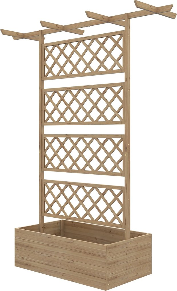 Outsunny virágtartó lejárat fával, mászó növényekhez, zöldségekhez, virágokhoz - előolajozott fenyőfa, méret: 160L x 55Sz x 183Ma cm, természetes fa h