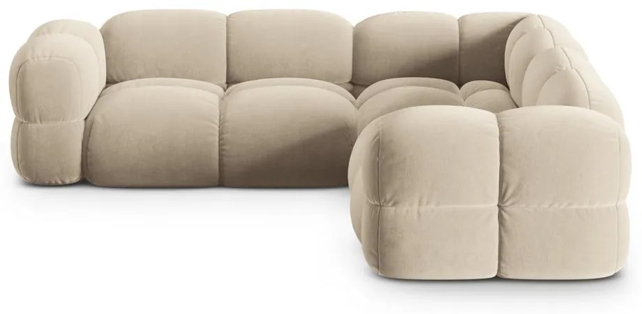 Bézs bársony sarokkanapé Loretto – Cosmopolitan Design