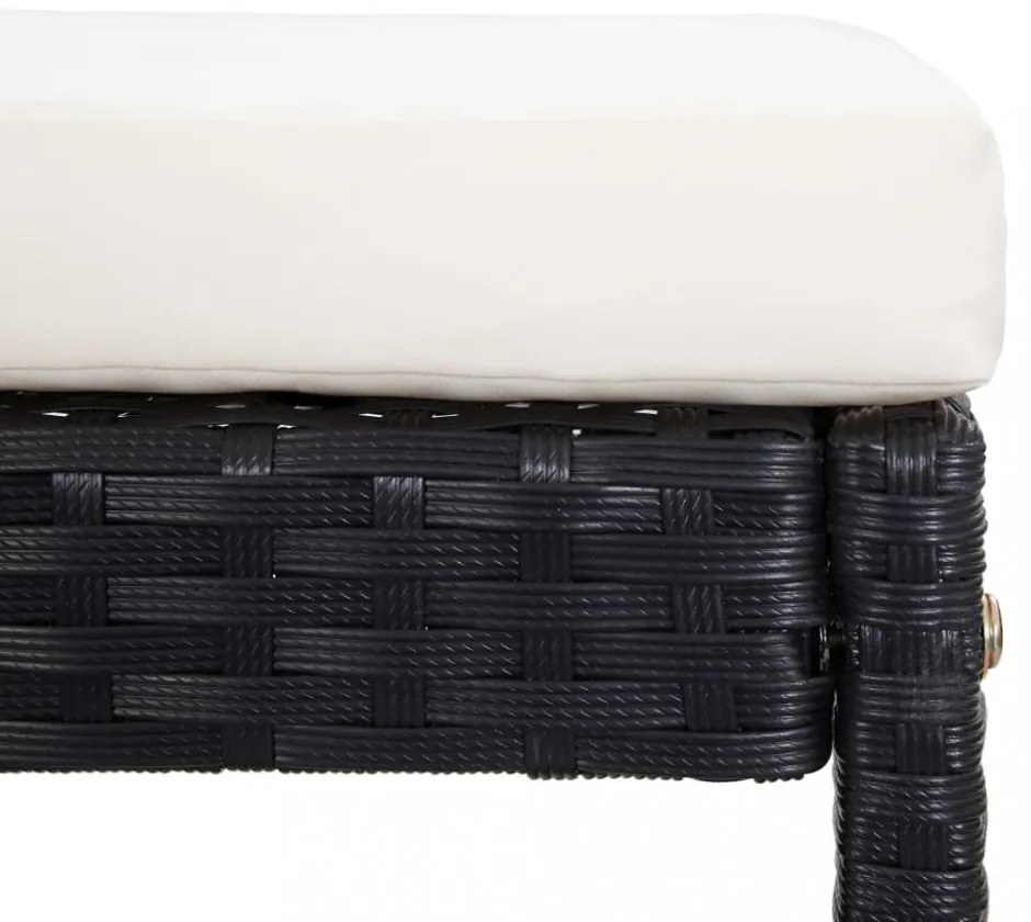 5 részes fekete polyrattan és üveg kültéri bárgarnitúra