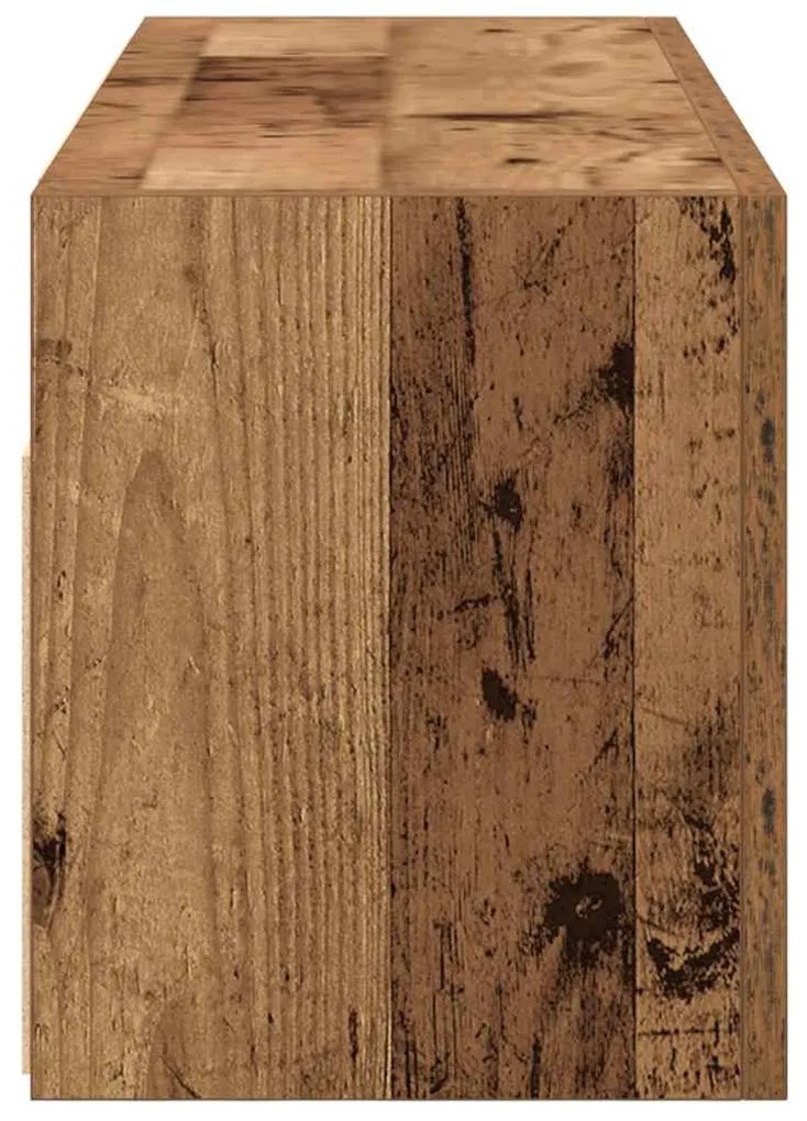 antik fa színű szerelt fa fali fürdőszobaszekrény 80x25x30 cm