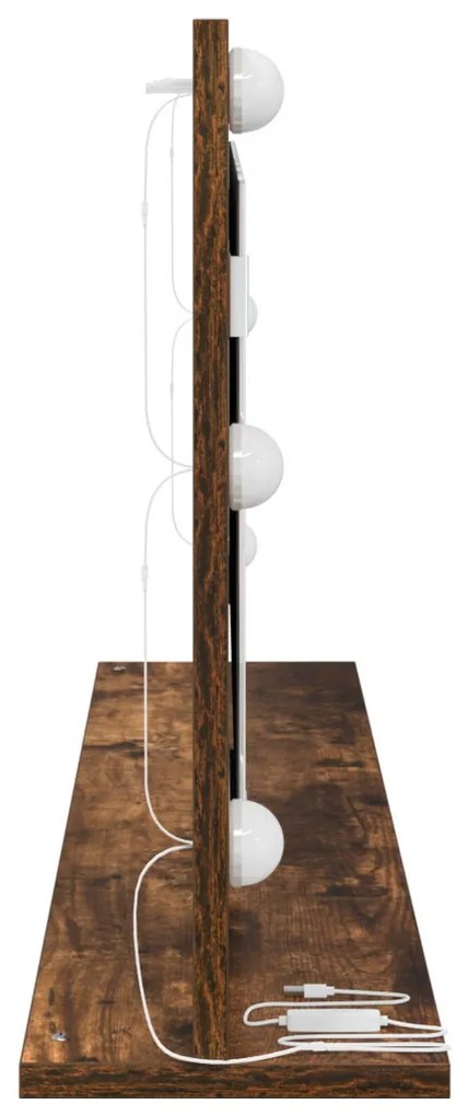 Tükör LED fényekkel Füstölt tölgy 100x45x18 cm