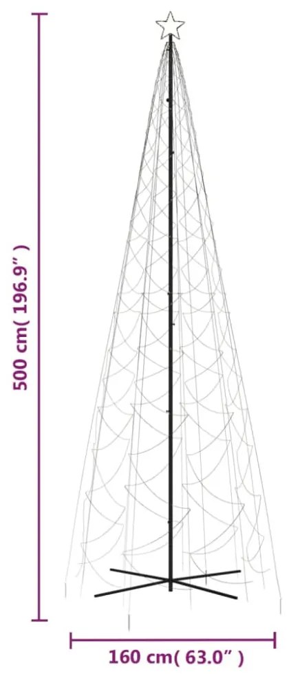 kúp alakú karácsonyfa 1400 meleg fehér LED-del 160 x 500 cm