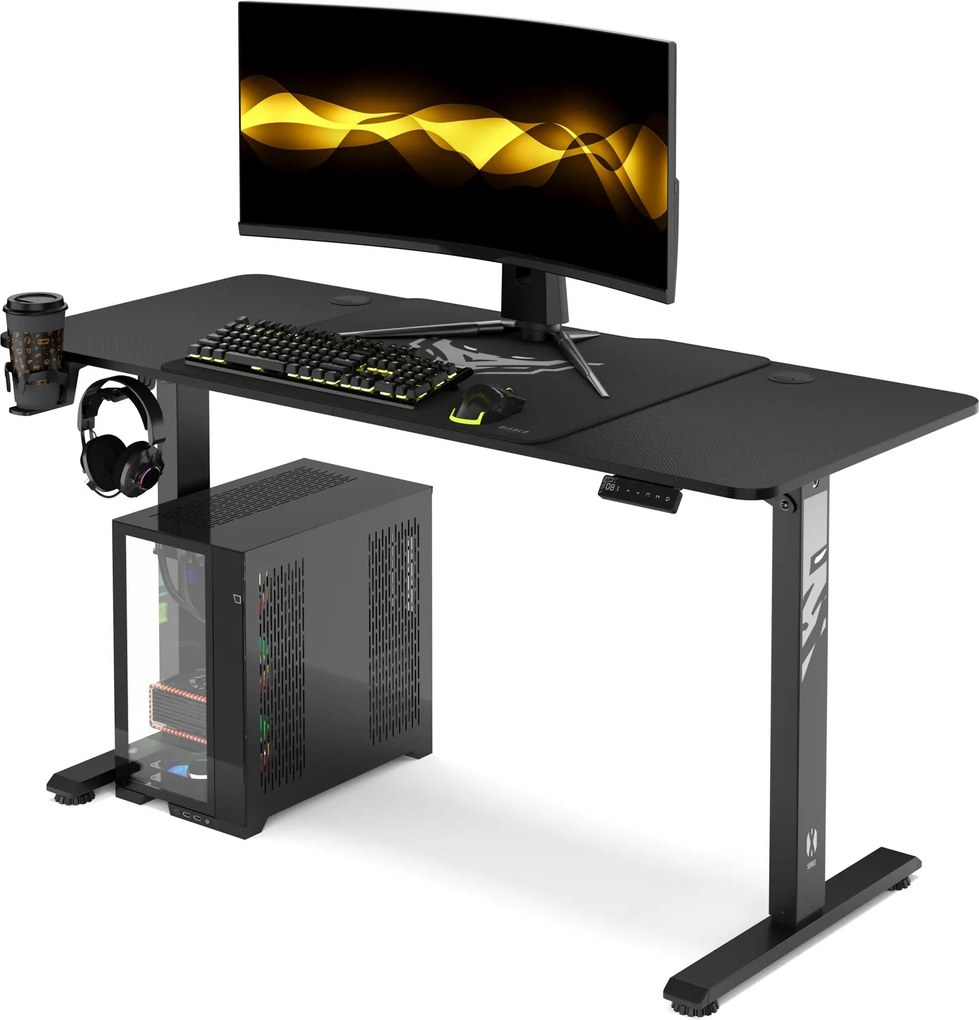 Elektromosan magasságban állítható íróasztal 140 cm fekete: Diablo X-Tensio 1400