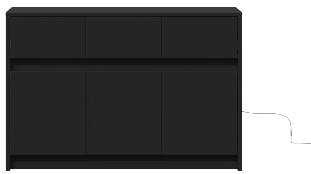 fekete szerelt fa TV-szekrény LED-ekkel 91 x 34 x 61 cm