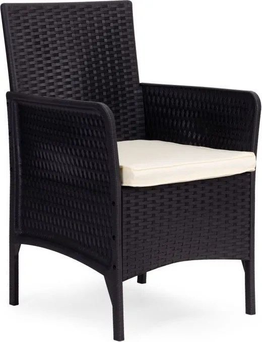 Rattan kerti bútor - 2 szék + asztal szett fekete