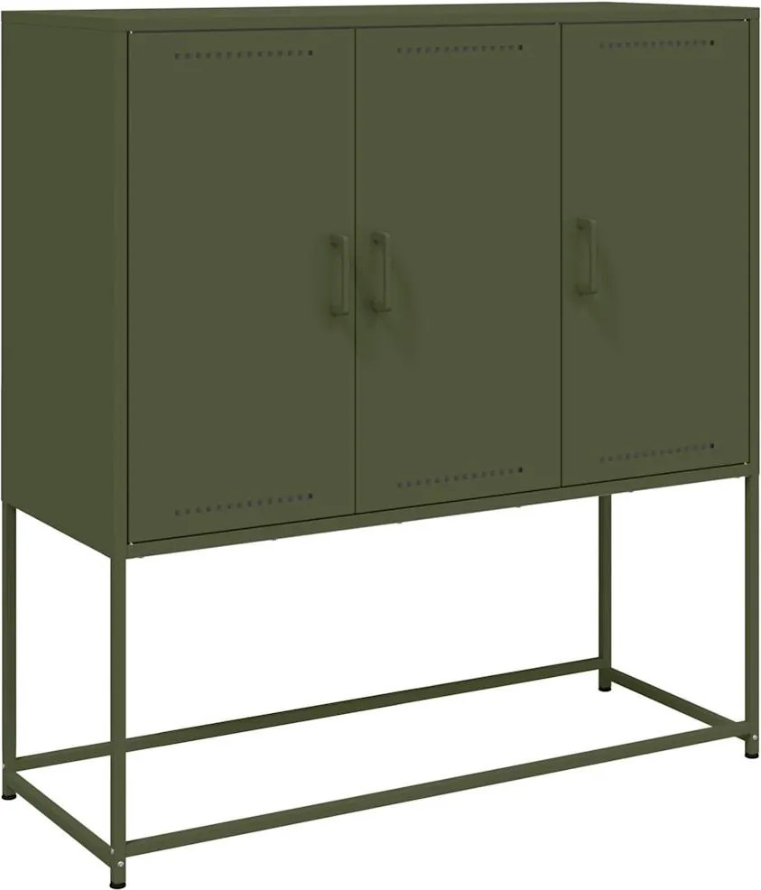 vidaXL olívazöld acél magasszekrény 100,5 x 39 x 107 cm