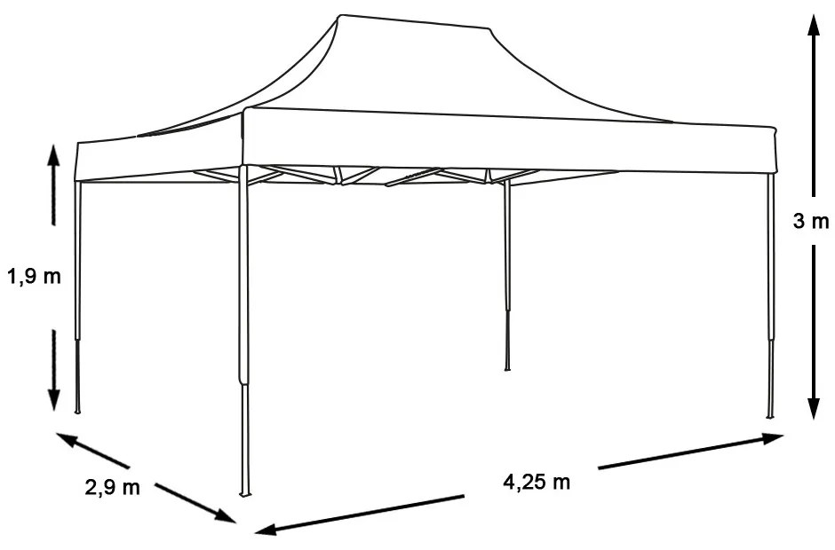 Összecsukható kerti pavilon több típusban-2,9x4,25 méteres-piros-pavilon+hordtáska