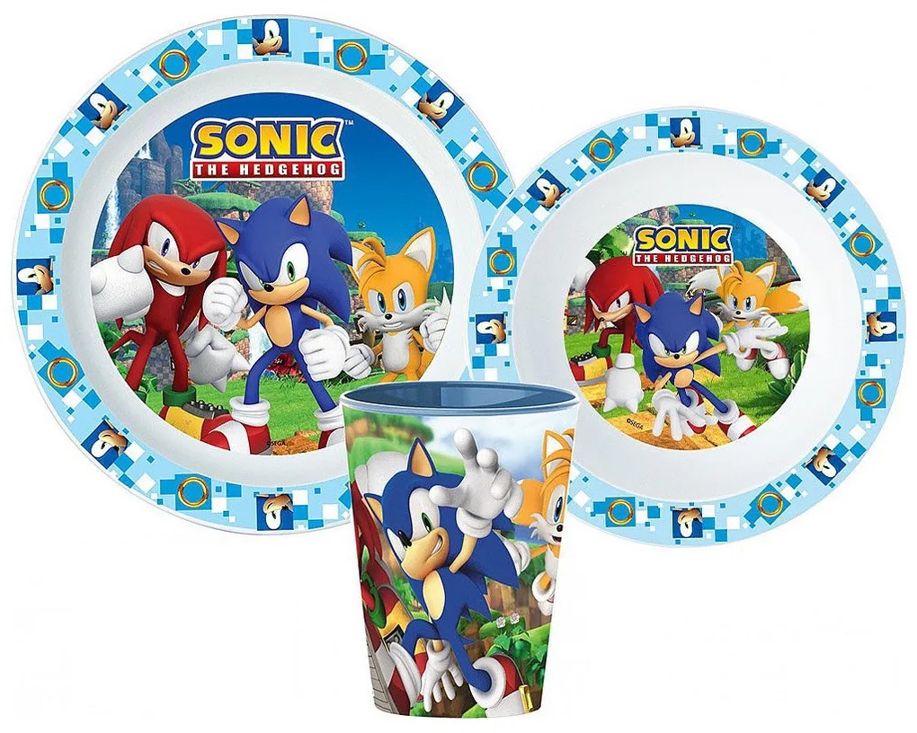 Sonic a sündisznó Adventure étkészlet, micro műanyag szett, pohárral 260 ml