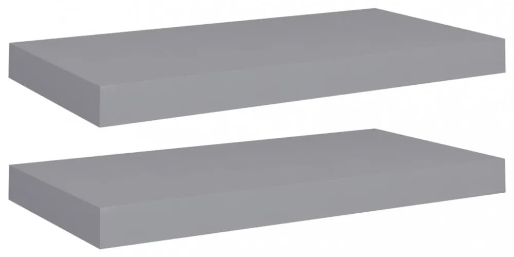 2 db szürke MDF fali polc 50 x 23 x 3,8 cm