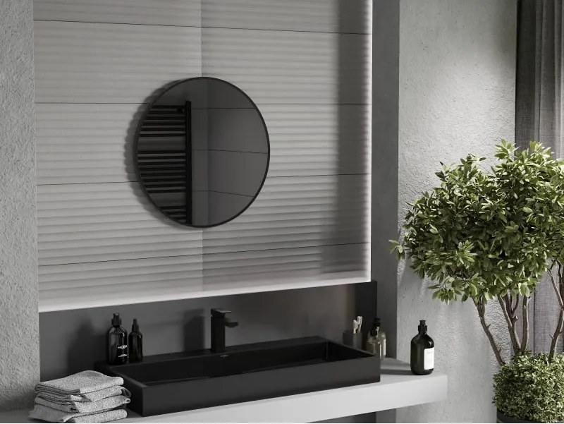 Mexen Loft kerek fürdőszobai tükör 60 cm, fekete keret - 9850-060-060-000-70