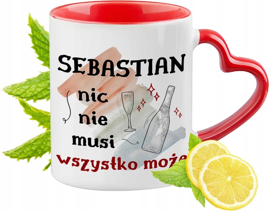 Sebastiannak Piros bögre szív alakú füllel ajándékba