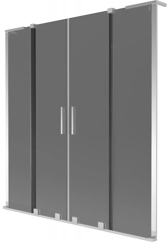 Mexen Velar L Duo, 2 szárnyas eltolható kádparaván 160 x 150 cm, 8mm szürke üveg, króm, 896-160-003-42-01